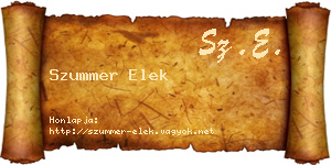 Szummer Elek névjegykártya